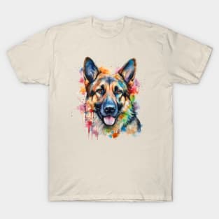 German Shepherd Bright Watercolor T-Shirt